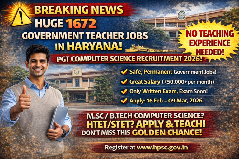 HPSC PGT Computer Science Recruitment 2026: Apply Online for 1672 Posts in Haryana